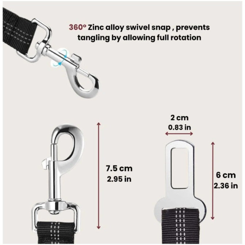 Adjustable Pet Car Seat Belt Harness – Nylon Reflective & Cushioned for Safe Travel