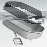 Splashproof Litter Box - Semi-Enclosed Cat Toilet with Scoop
