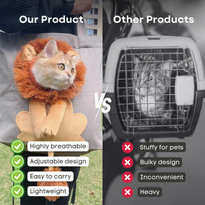 Travel-friendly Lion Cat Shoulder Bag – Lightweight, fashionable, and cozy pet carrier for cats