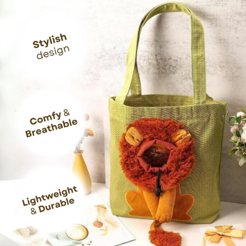 Travel-friendly Lion Cat Shoulder Bag – Lightweight, fashionable, and cozy pet carrier for cats