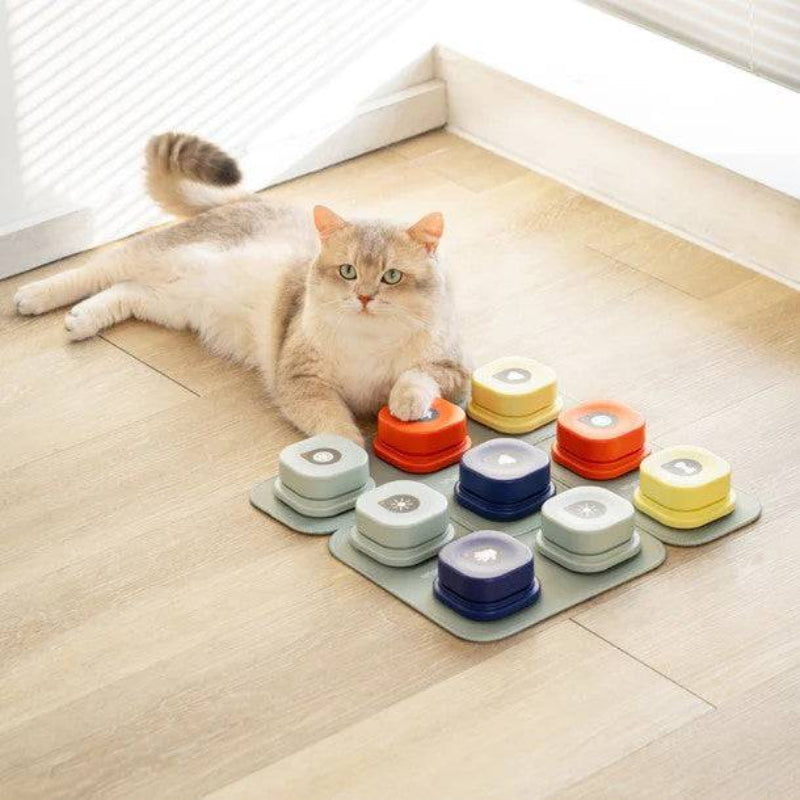 Recordable Cat Talking Buttons – Interactive communication buttons with a non-slip rubber mat for easy training and playful learning