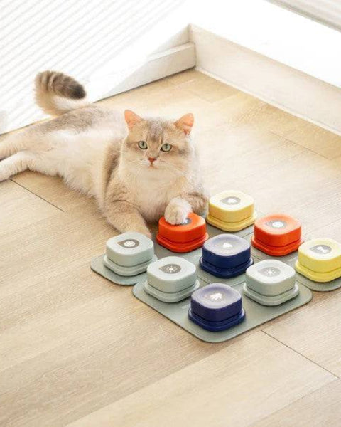Recordable Cat Talking Buttons – Interactive communication buttons with a non-slip rubber mat for easy training and playful learning