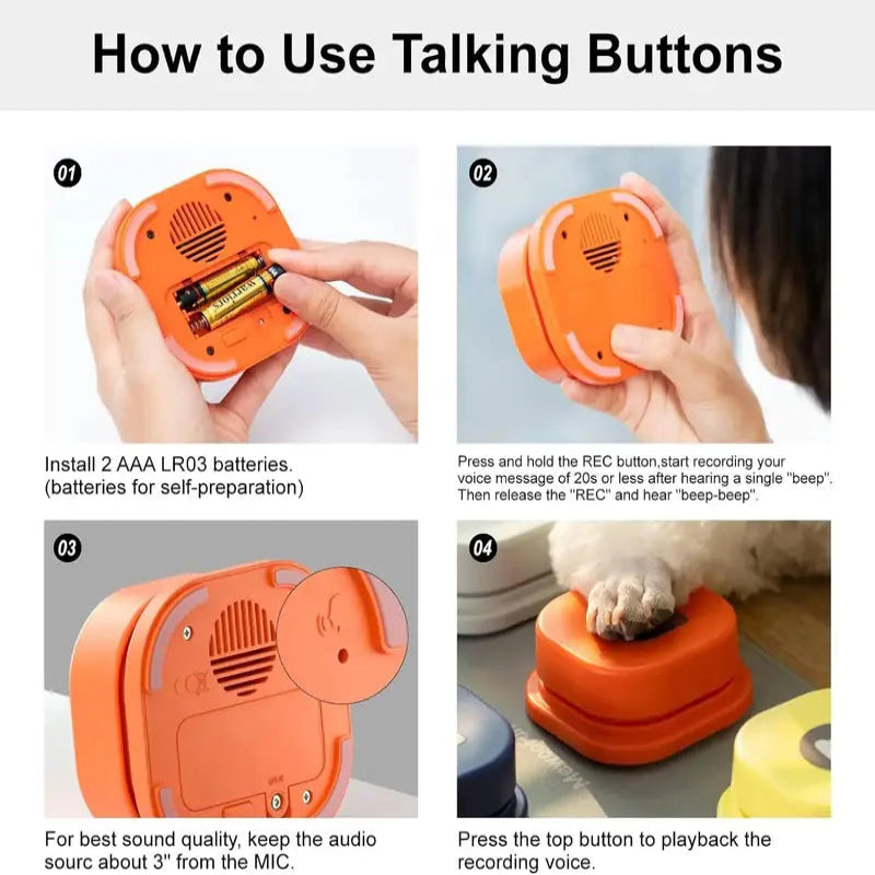 Recordable Cat Talking Buttons – Interactive communication buttons with a non-slip rubber mat for easy training and playful learning