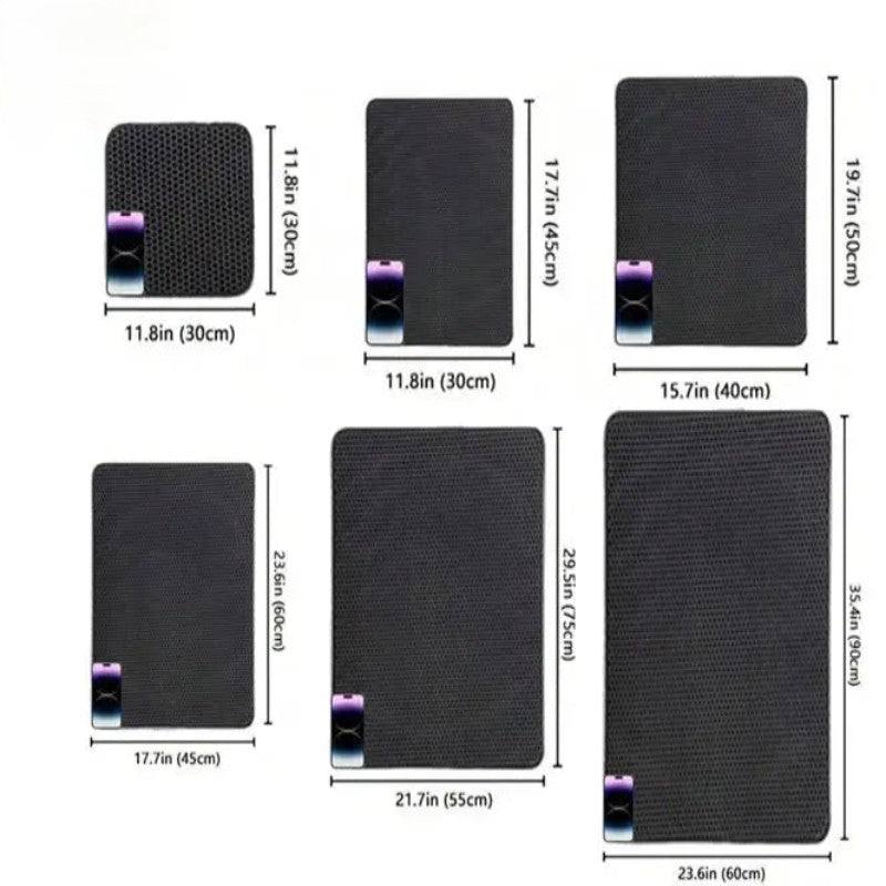 Durable cat litter mat trapping litter on the floor