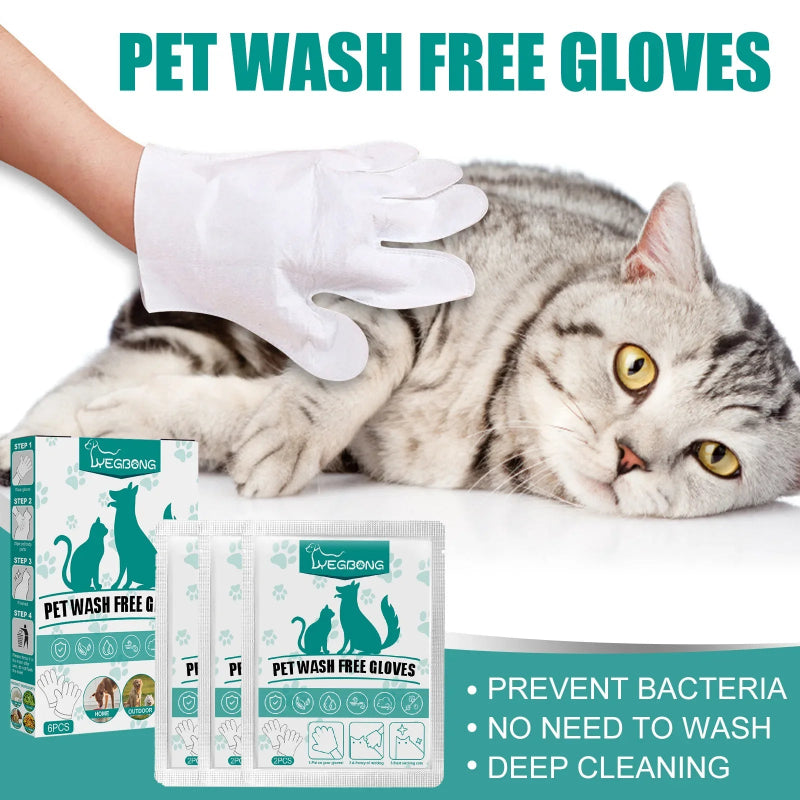 Pet Cleaning Wash Free Gloves -  Easy to Use for Bathing and Grooming