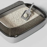 Splashproof Litter Box - Semi-Enclosed Cat Toilet with Scoop