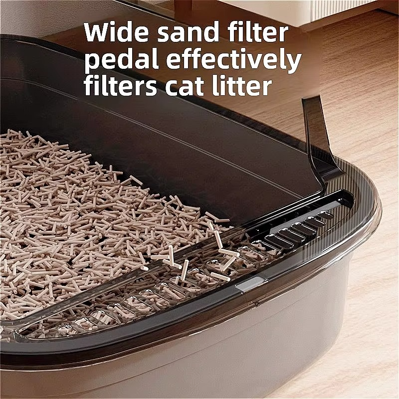 Splashproof Litter Box - Semi-Enclosed Cat Toilet with Scoop