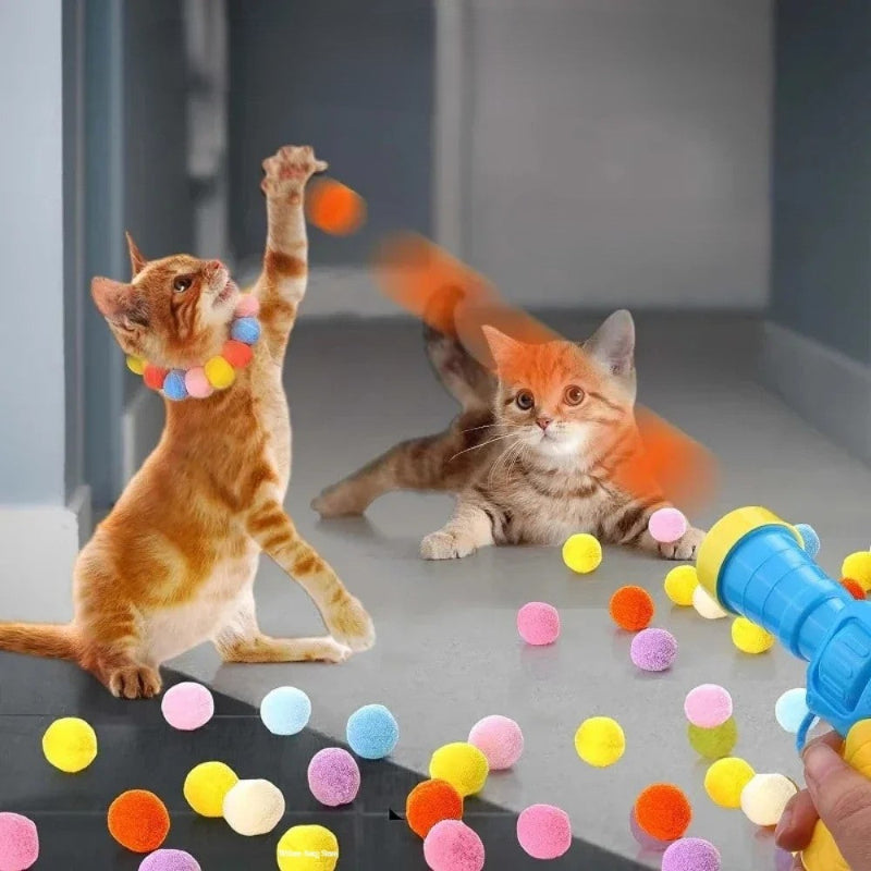 Interactive Cat Toy Launcher – Plush Balls & Teaser Wands for Endless Fun