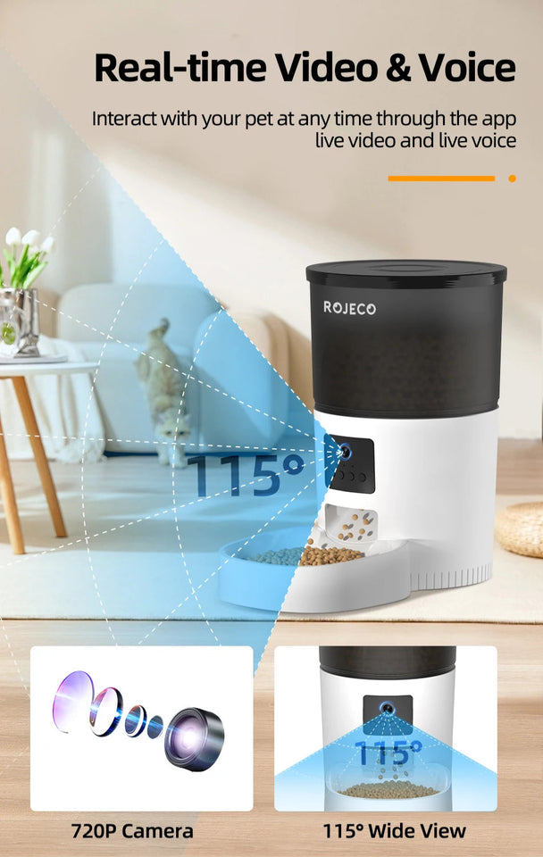 Automatic cat feeder 3L with integrated camera and voice interaction