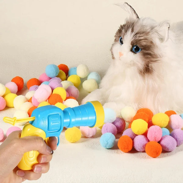 Interactive Cat Toy Launcher – Plush Balls & Teaser Wands for Endless Fun