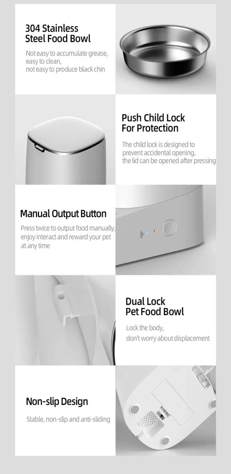 Automatic Cat Feeder 4L with Remote Control and Double Bowls - CATSHEE