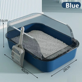 Splashproof Litter Box - Semi-Enclosed Cat Toilet with Scoop