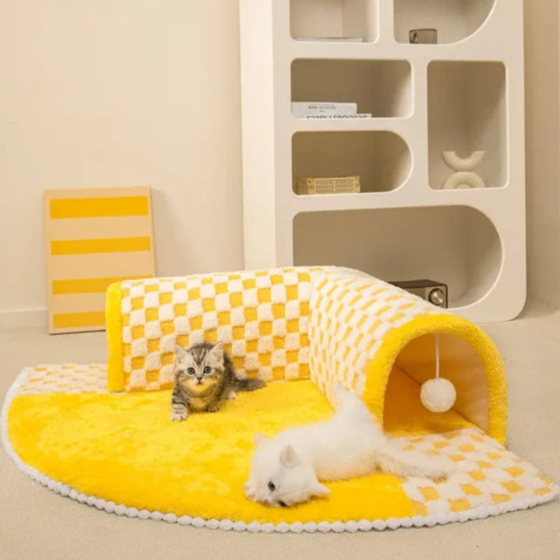 2-in-1 Cat Bed & Tunnel - Playhouse & Cozy Sleeping Spot
