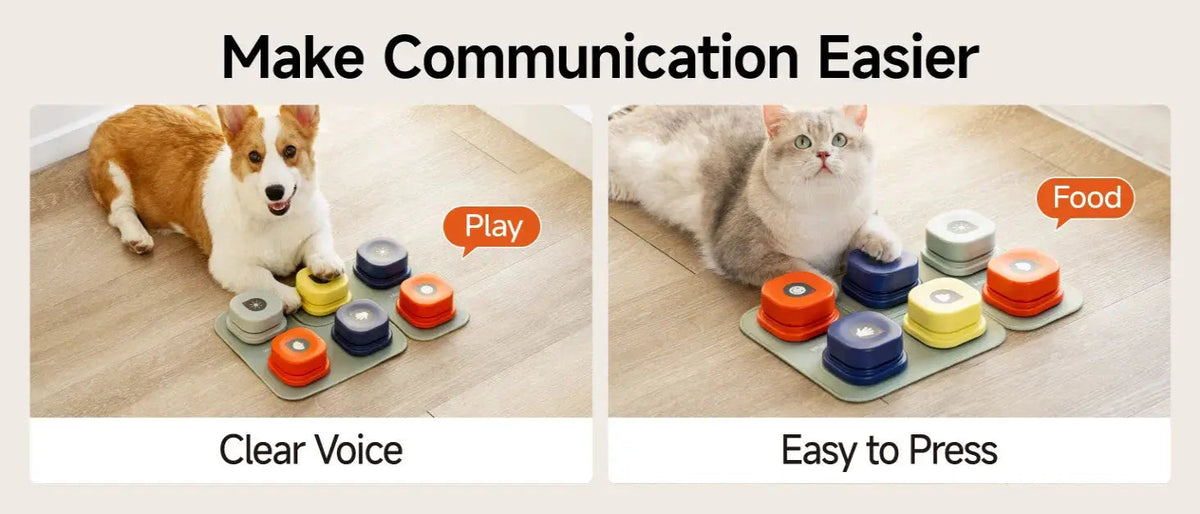 Recordable Cat Talking Buttons – Interactive communication buttons with a non-slip rubber mat for easy training and playful learning