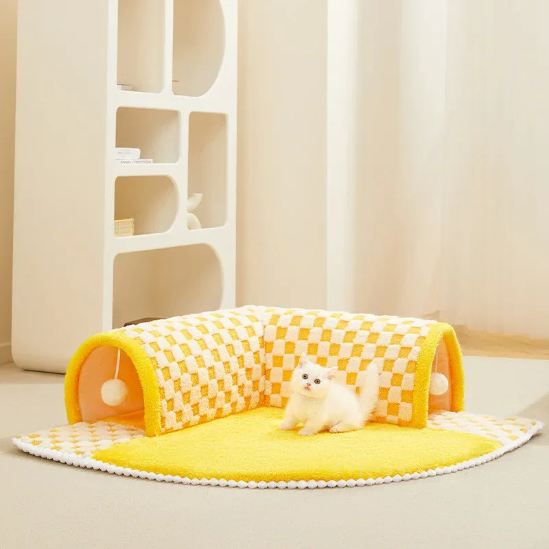 2-in-1 Cat Bed & Tunnel - Playhouse & Cozy Sleeping Spot
