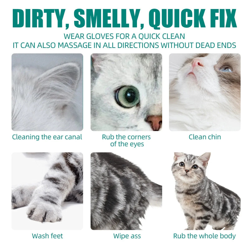 Pet Cleaning Glove Wipes for Dogs & Cats