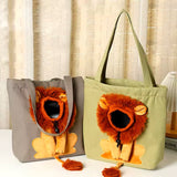 Lion Cat Shoulder Bag – Cozy and stylish pet carrier for comfortable travel.