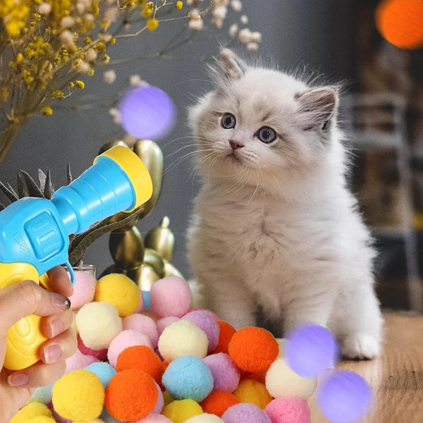 Interactive Cat Toy Launcher – Plush Balls & Teaser Wands for Endless Fun