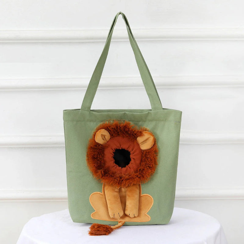 Lion Cat Shoulder Bag – Cozy and stylish pet carrier for comfortable travel.