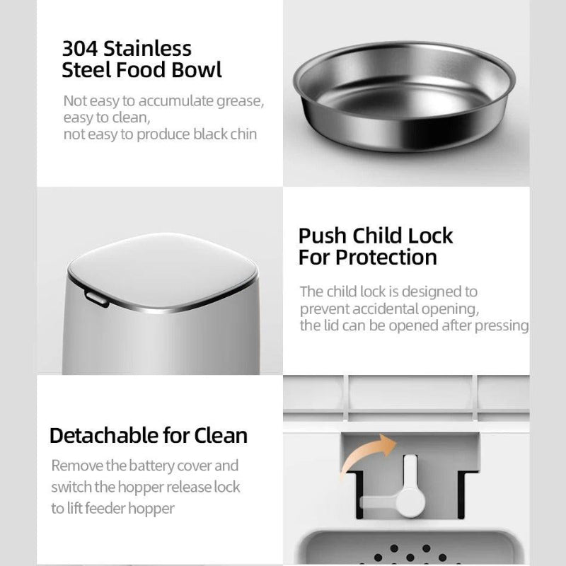 Automatic Cat Feeder 4L with Stainless Steel Bowl - CATSHEE