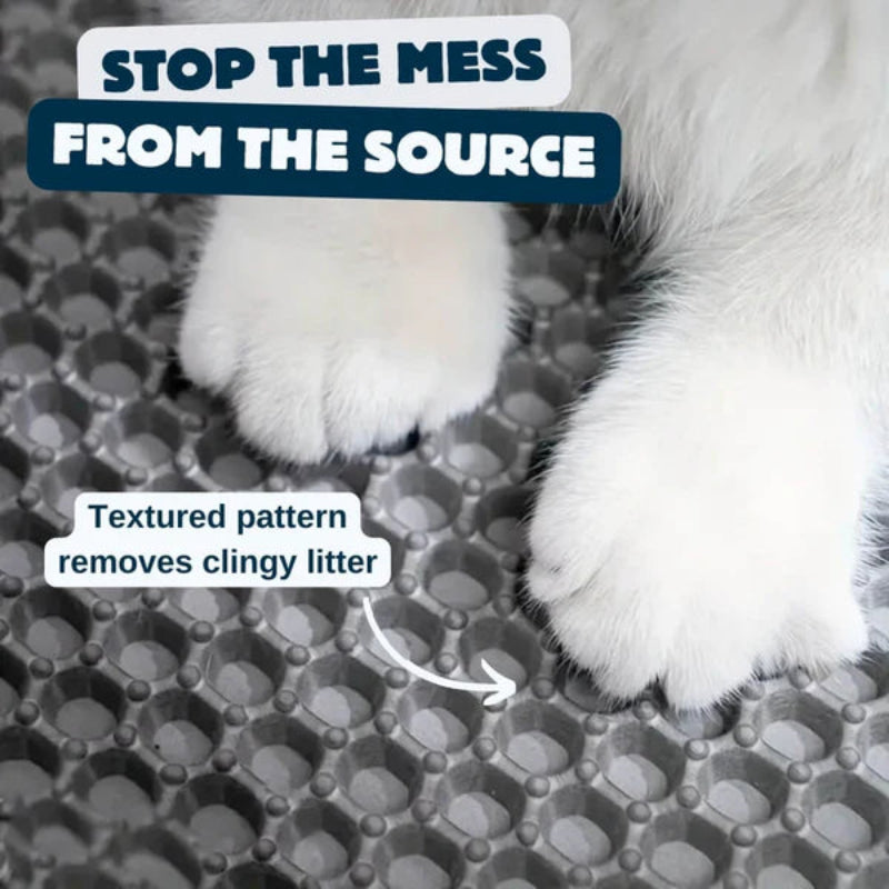 Durable cat litter mat trapping litter on the floor