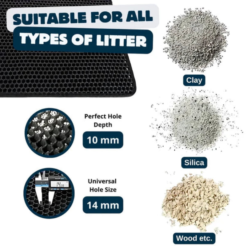 Durable cat litter mat trapping litter on the floor