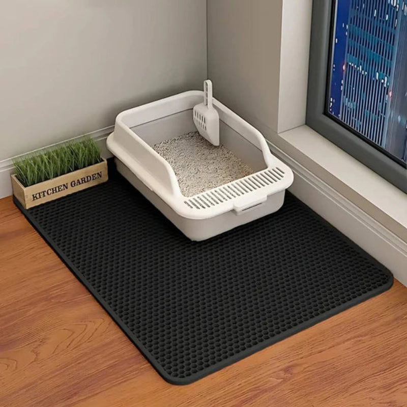 Durable cat litter mat trapping litter on the floor