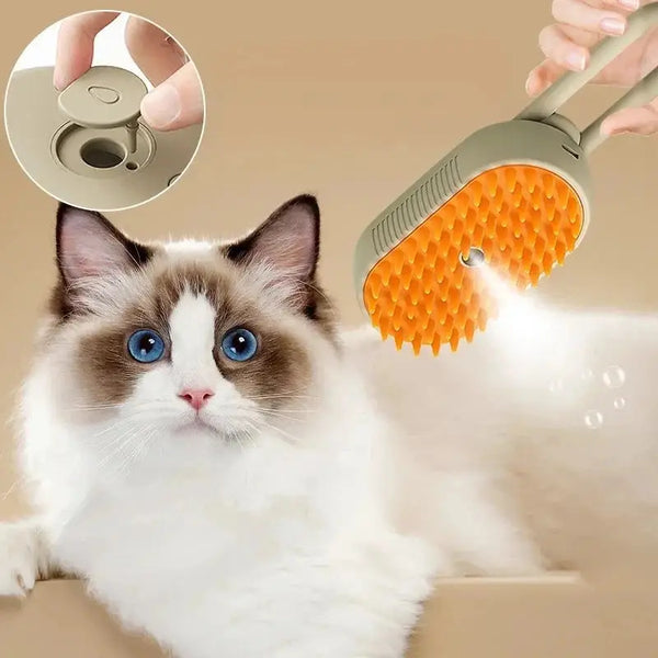 3 in 1 Cat Steam Brush : Groom, Massage & Spray - CATSHEE