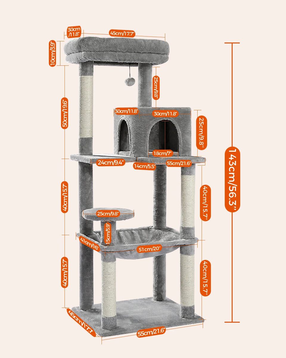 CATSHEE™ Multi Level Cat Tree with Large Hammock