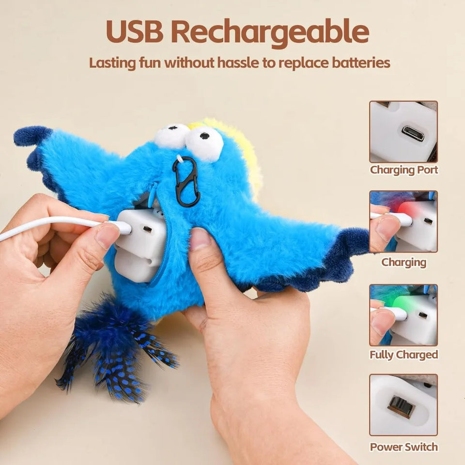 CATSHEE™  Rechargeable Chirping Flappy Bird with Catnip