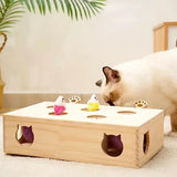 Cat Enjoying Wooden Automatic Interactive Cat Toy