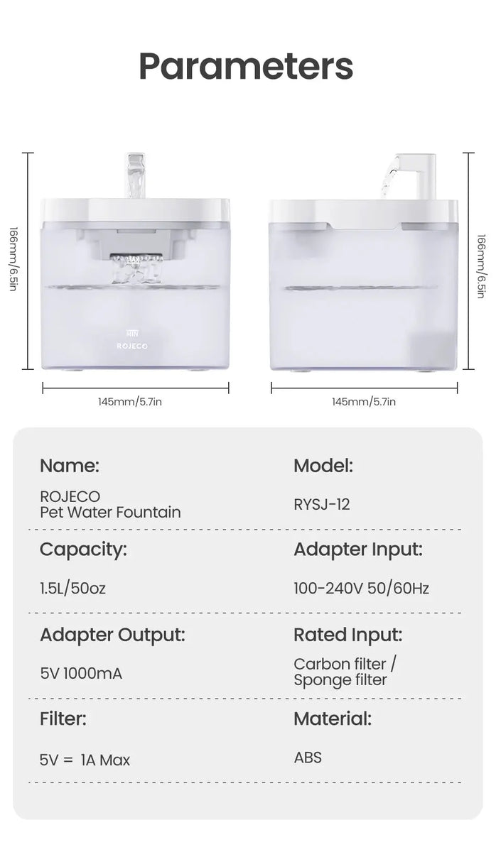 Transparent Cat Water Fountain 1.5L with Smart Purifier - CATSHEE