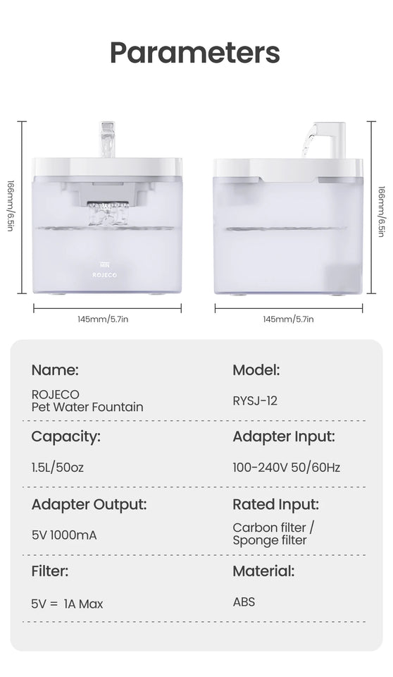 CATSHEE™ 1.5L Transparent Cat Water Fountain with Smart Purifier