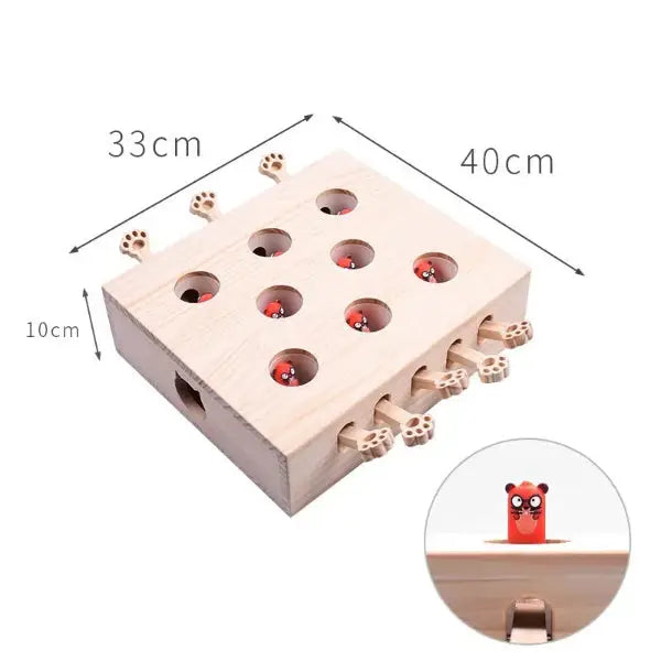 Cat Enjoying Wooden Automatic Interactive Cat Toy