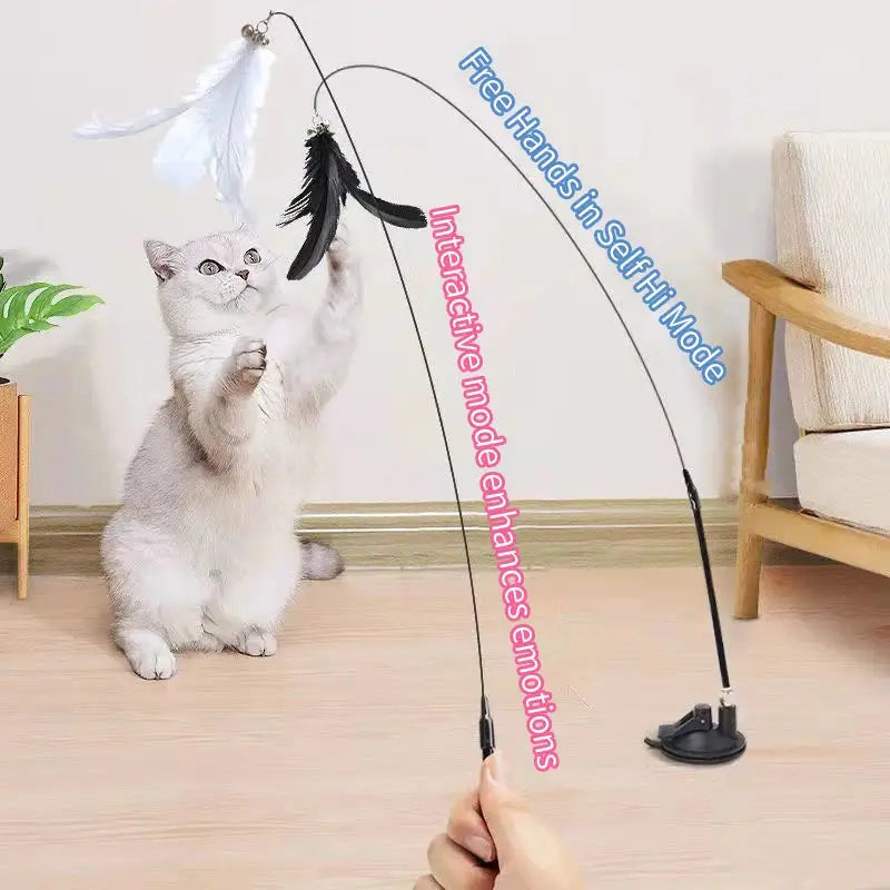 Interactive Feather Teaser Wand – Engaging cat toy designed to stimulate hunting instincts and provide fun, active playtime