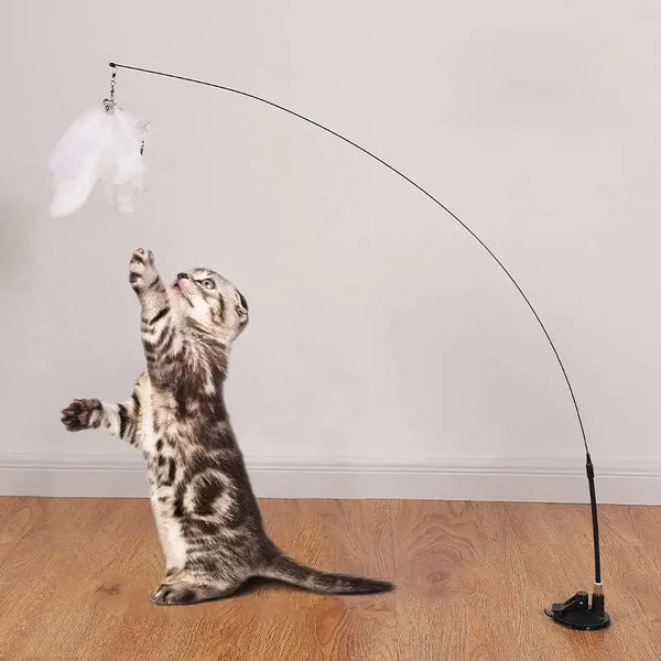 Interactive Feather Teaser Wand – Engaging cat toy designed to stimulate hunting instincts and provide fun, active playtime