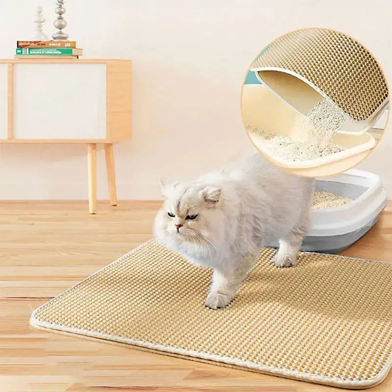 Durable cat litter mat trapping litter on the floor