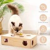 Cat Enjoying Wooden Automatic Interactive Cat Toy