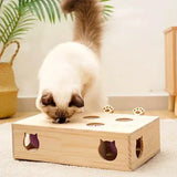 Cat Enjoying Wooden Automatic Interactive Cat Toy