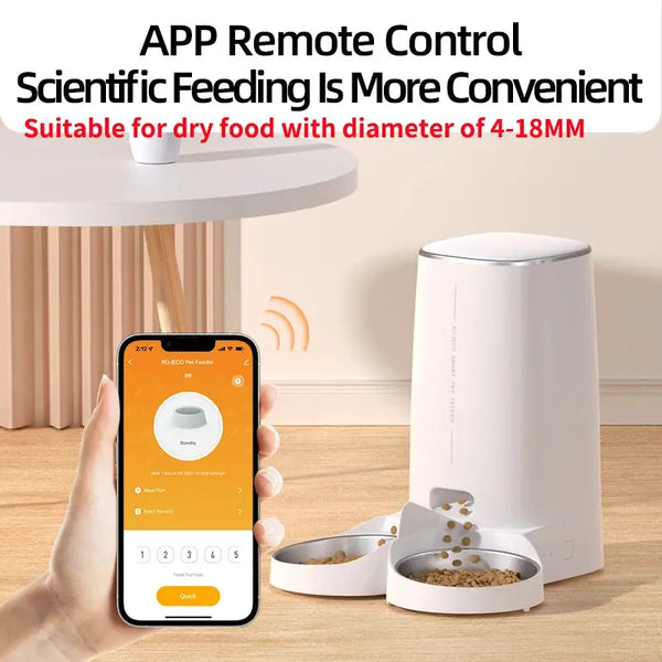 Automatic Cat Feeder 4L with Remote Control and Double Bowls - CATSHEE