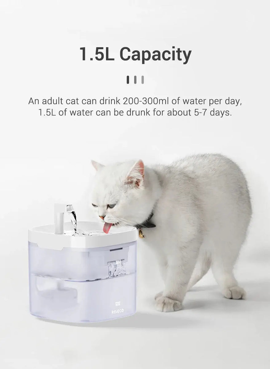 Transparent Cat Water Fountain 1.5L with Smart Purifier - CATSHEE