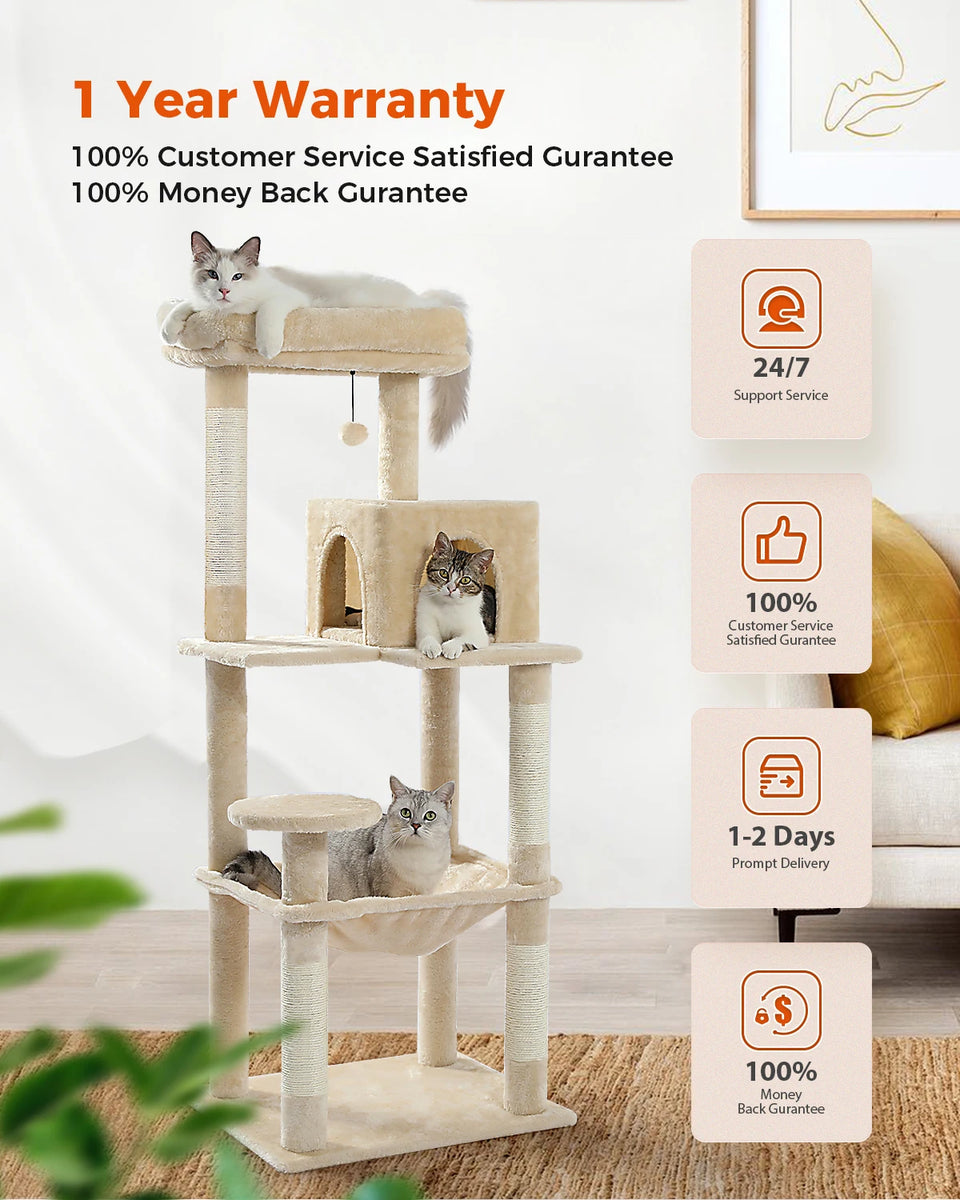 CATSHEE™ Multi Level Cat Tree with Large Hammock