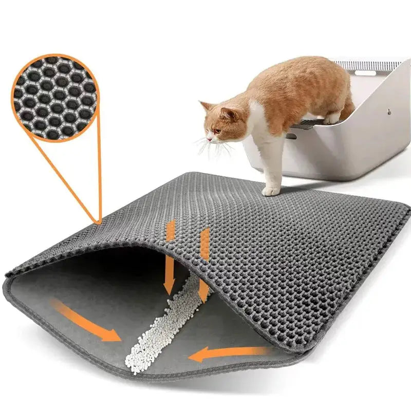 Durable cat litter mat trapping litter on the floor