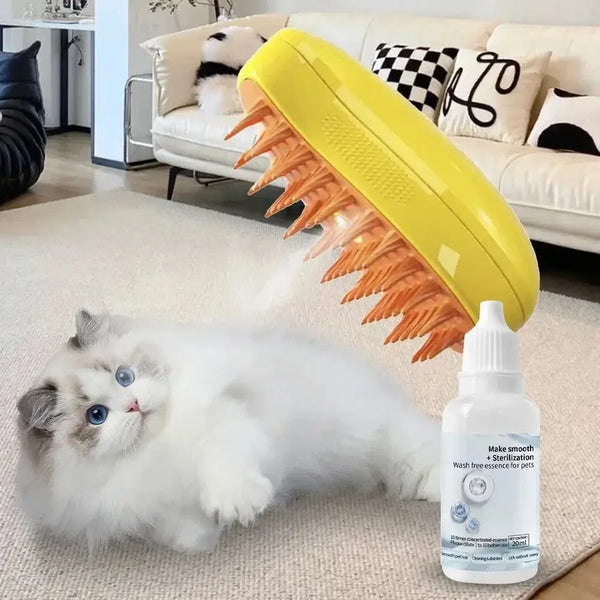 Cat grooming with steamy brush