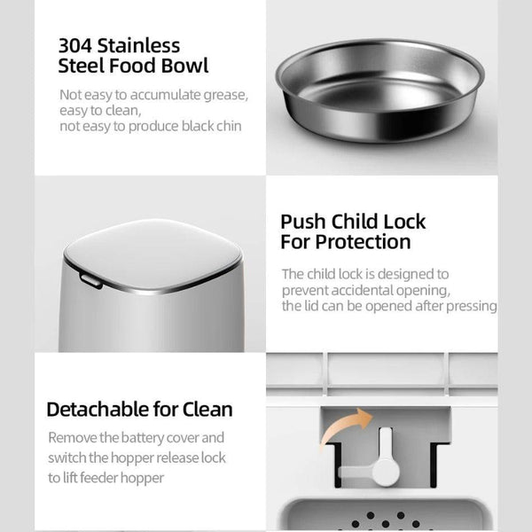 Automatic Cat Feeder 4L with Stainless Steel Bowl - CATSHEE