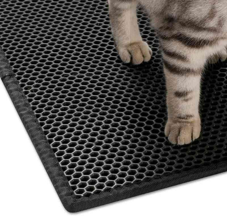 Durable cat litter mat trapping litter on the floor